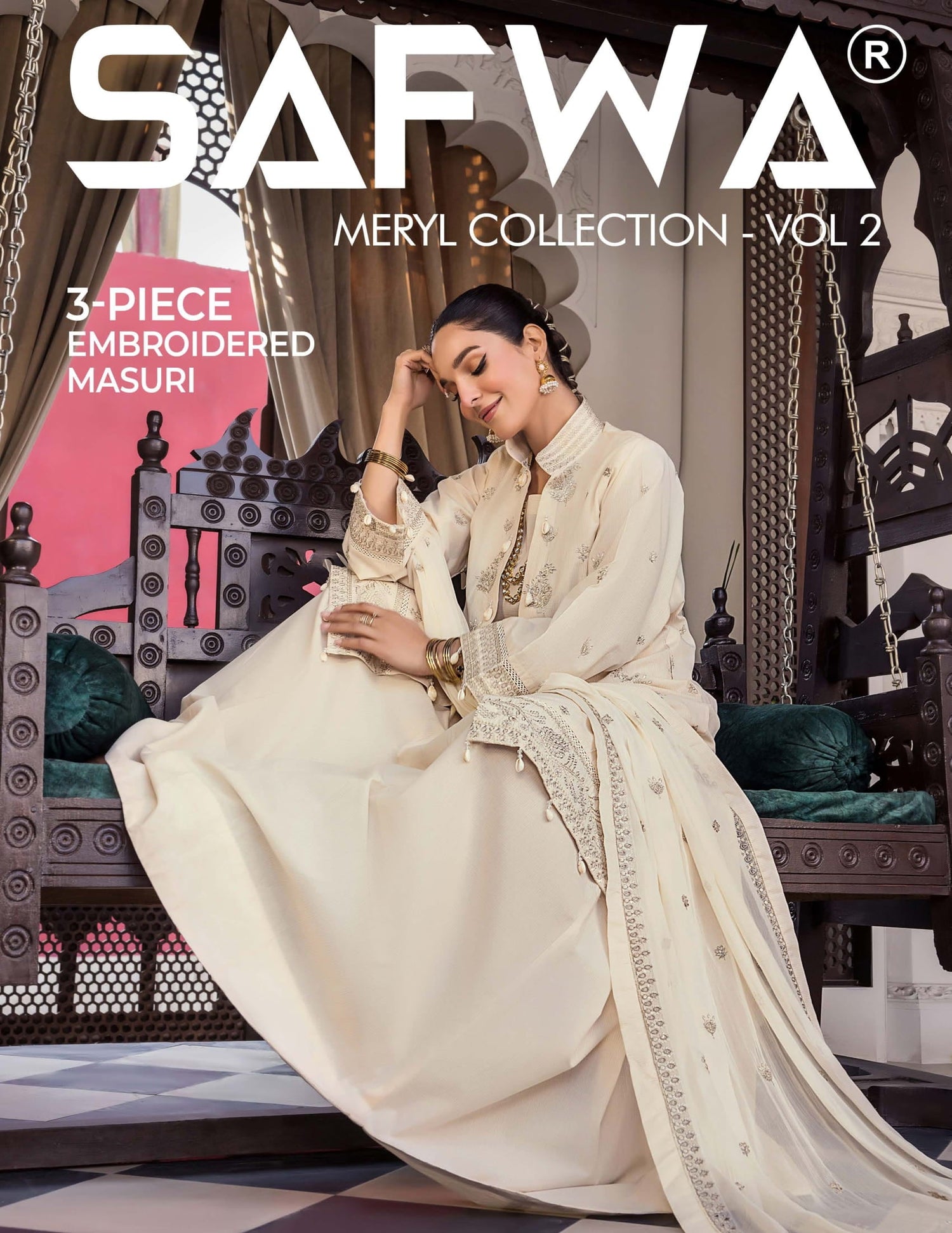 MERYL UNSTITCHED 3 PCS EMBROIDERED LAWN COLLECTION VOL 2